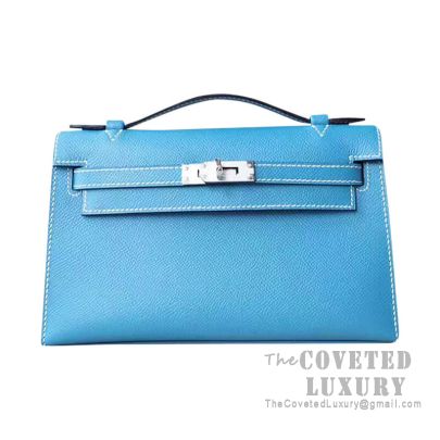 Hermes Mini Kelly I Bag CC75 Blue Jean Epsom SHW