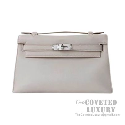 Hermes Mini Kelly I Bag CC80 Pearl Grey Swift SHW