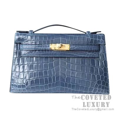 Hermes Mini Kelly I Bag N7 Blue Tempete Ostrich GHW