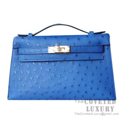 Hermès Mini Bleu Bleuet Ostrich Kelly 20