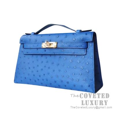 Cobalt ostrich mini kelly cheap