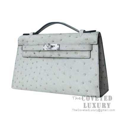 Hermès Kelly Pochette Mini Ostrich Blue Bag