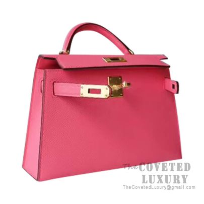 Hermès MiniKelly Pochette Rose Azalee 8W Epsom Leather Gold Hardware –  SukiLux