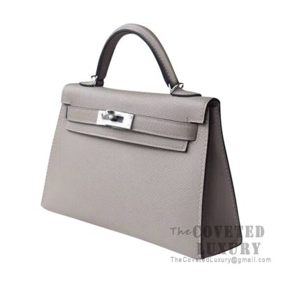 Replica Hermes Kelly Mini II Handbag In Gris Asphalt Epsom Leather