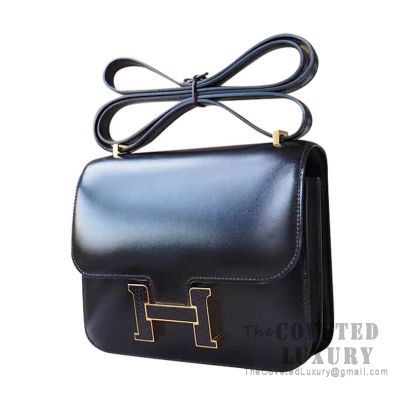 Hermes Constance 23 Bag 89 Noir Box With Lizard Buckle