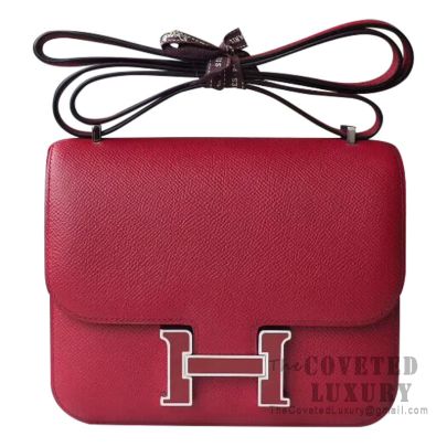 HERMES Epsom Enamel Constance 24 Rouge Grenat 1295018