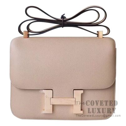 Hermes Mini Constance 18 Bag S2 Trench And 1H Toffee Epsom With Rose Gold  Hardware