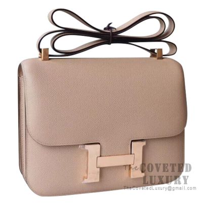 Hermes Mini Constance 18 Bag S2 Trench And 1H Toffee Epsom With Rose Gold  Hardware