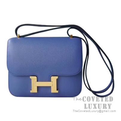 Hermes Mini Constance 18 Bag 7E Blue Brighton Evercolor GHW
