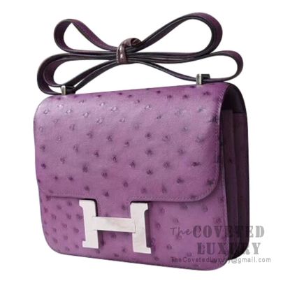 Hermes Mini Constance 18 5C Violet Ostrich SHW