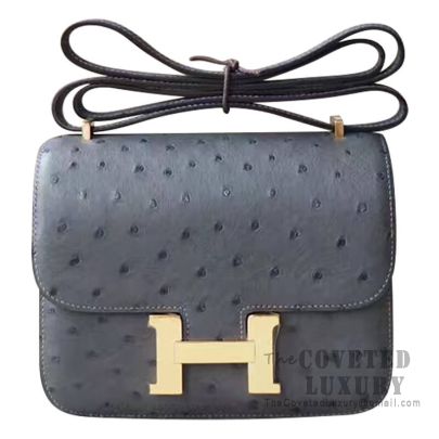 Hermes Mini Constance 18 CC88 Graphite Ostrich GHW