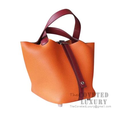 Replica Hermes Picotin Lock 22 Bag In Orange Clemence Leather