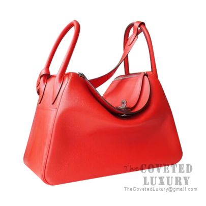 Hermes Lindy 26cm in Rouge Tomate Colour