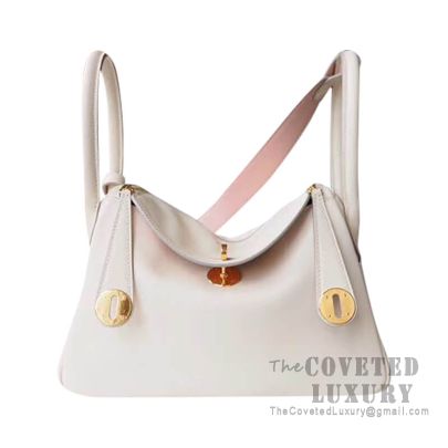 Hermes Lindy 26 Bag CC10 Craie And 3Q Rose Sakura Swift GHW