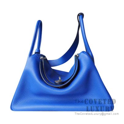 Hermes Lindy 26 Bag 8F Etain And 7T Blue Electric Clemence SHW