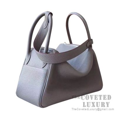 Hermes Lindy 26 Bag 8F Etain And 7T Blue Electric Clemence SHW