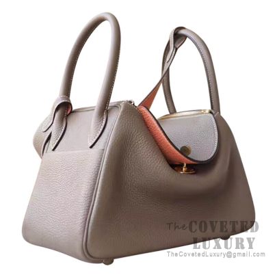 Hermes Lindy 26 Bag CC18 Etoupe And L5 Crevette Clemence GHW